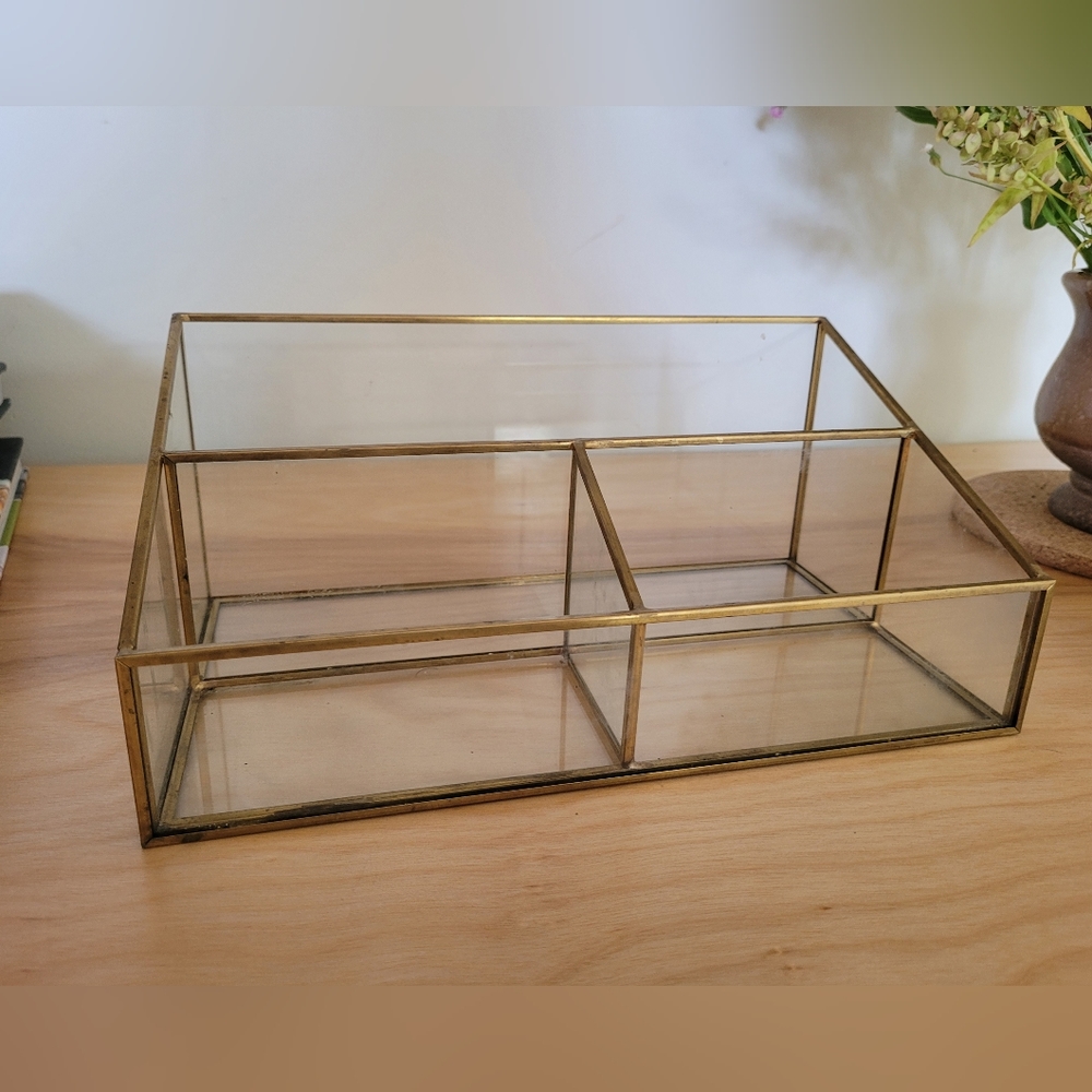 Glass vanity/makeup/desk organizer